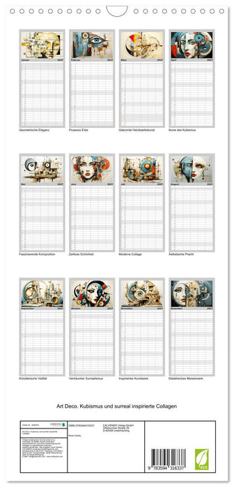 Art Deco. Kubismus und surreal inspirierte Collagen (CALVENDO Familienplaner 2027)
