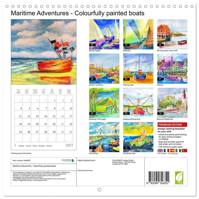 Maritime Adventures - Colourfully painted boats (CALVENDO Monthly Calendar 2027)
