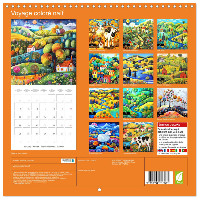 Voyage coloré naïf (CALVENDO Calendrier mensuel 2027)