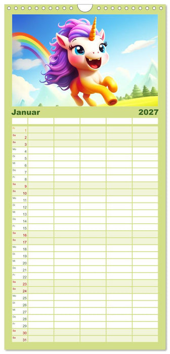 Unicorns! Lustige Einhörner. Witzige Einhornsprüche und Weisheiten (CALVENDO Familienplaner 2027)