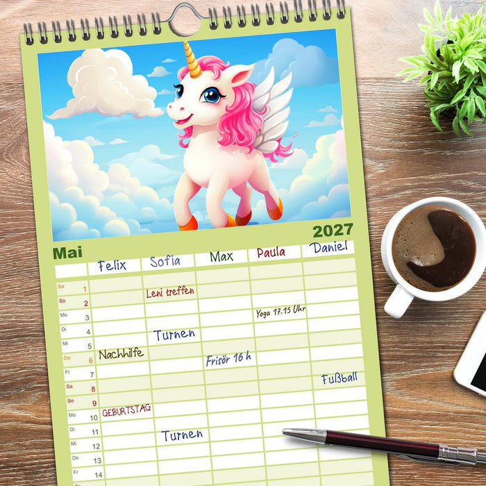 Unicorns! Lustige Einhörner. Witzige Einhornsprüche und Weisheiten (CALVENDO Familienplaner 2027)