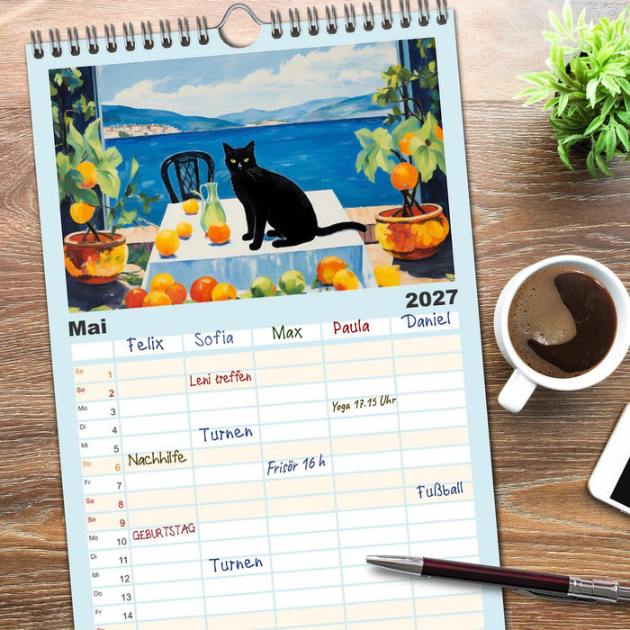 Kunstvolle Katzen (CALVENDO Familienplaner 2027)