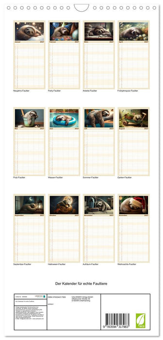 Der Kalender für echte Faultiere (CALVENDO Familienplaner 2027)
