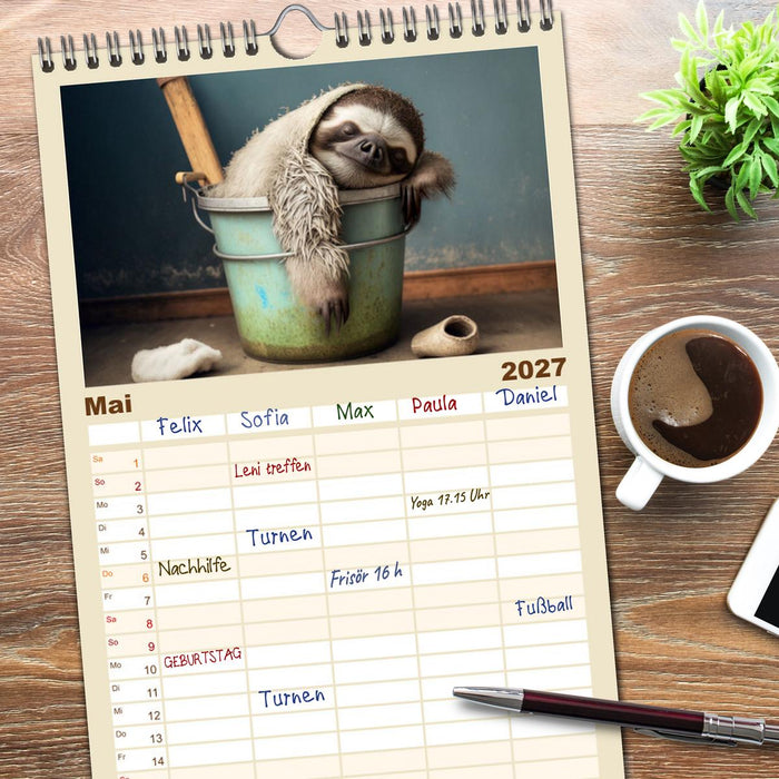 Der Kalender für echte Faultiere (CALVENDO Familienplaner 2027)
