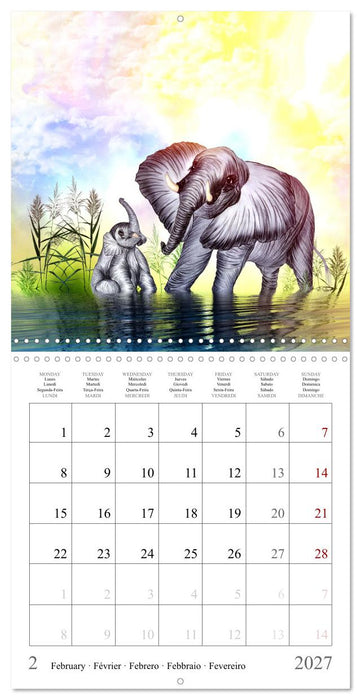 Grands et doux Les éléphants (CALVENDO Calendrier mensuel 2027)