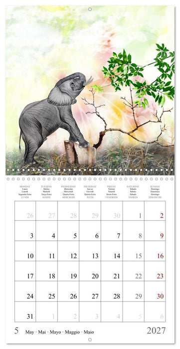 Grands et doux Les éléphants (CALVENDO Calendrier mensuel 2027)