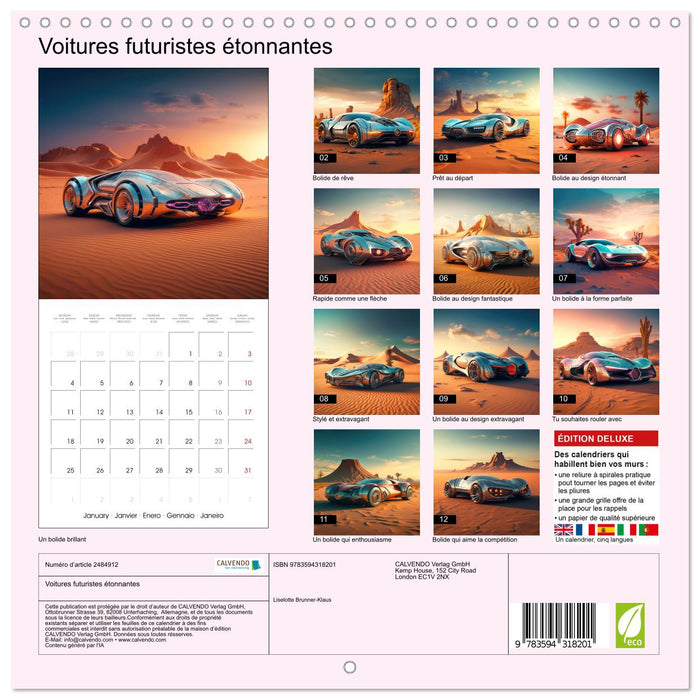 Voitures futuristes étonnantes (CALVENDO Calendrier mensuel 2027)