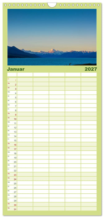 Neuseeland von Nord bis Süd (CALVENDO Familienplaner 2027)