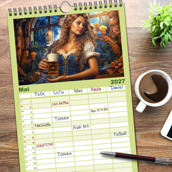 Bierzeltköniginnen - Biergenuss im Dirndl (CALVENDO Familienplaner 2027)
