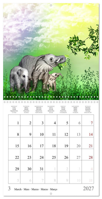 Gentle Giants - Elephants (CALVENDO Monthly Calendar 2027)