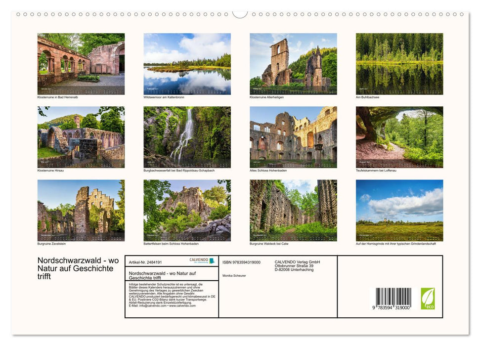 Nordschwarzwald - wo Natur auf Geschichte trifft (CALVENDO Premium Wandkalender 2027)