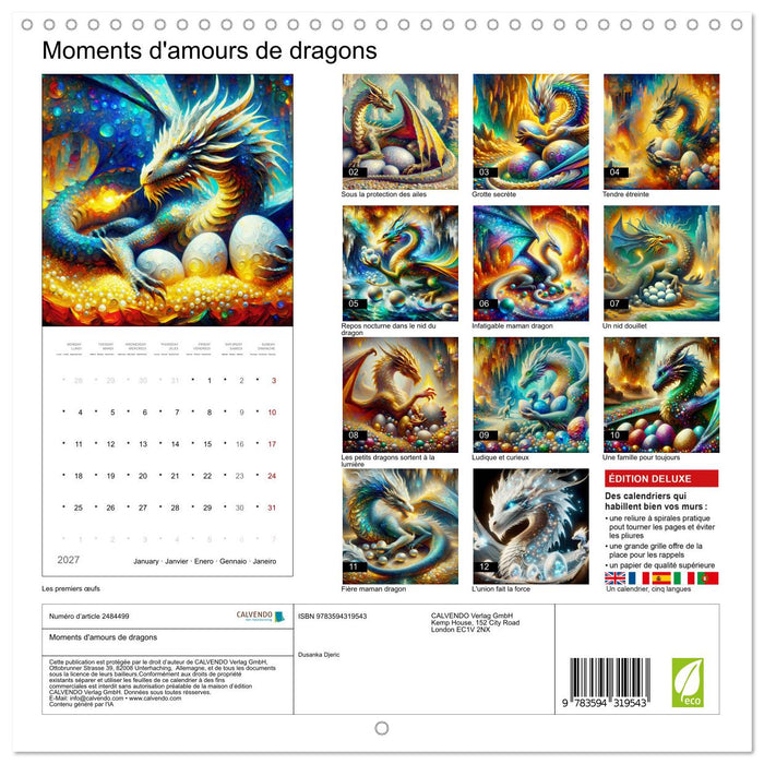 Moments d'amours de dragons (CALVENDO Calendrier mensuel 2027)