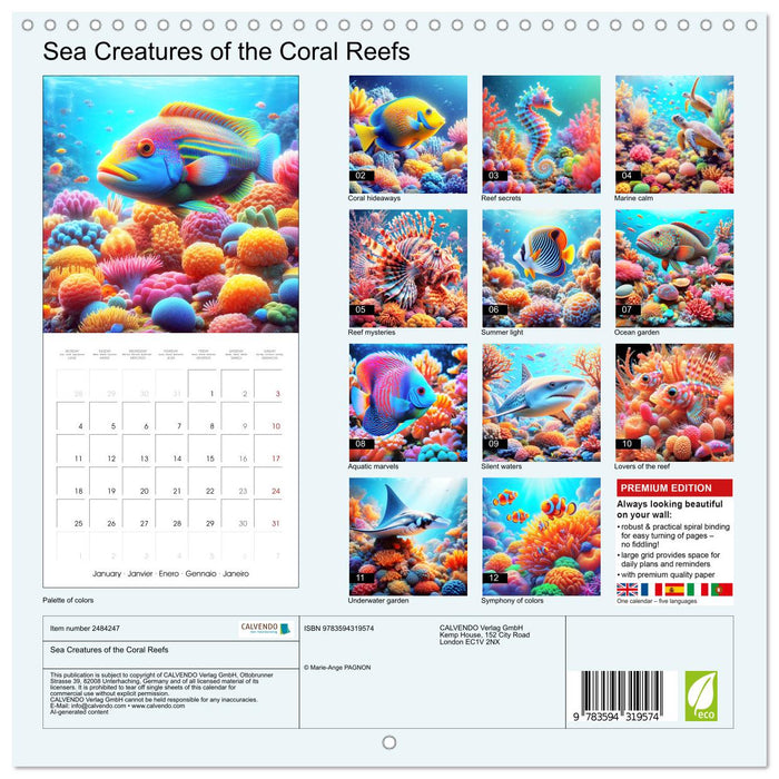 Sea Creatures of the Coral Reefs (CALVENDO Monthly Calendar 2027)