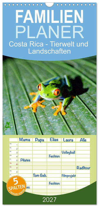 Costa Rica - Tierwelt und Landschaften (CALVENDO Familienplaner 2027)