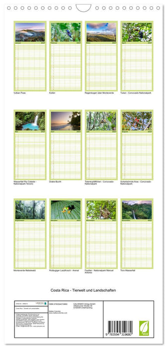 Costa Rica - Tierwelt und Landschaften (CALVENDO Familienplaner 2027)