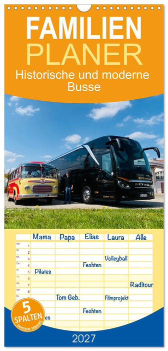 Historische und moderne Busse (CALVENDO Familienplaner 2027)
