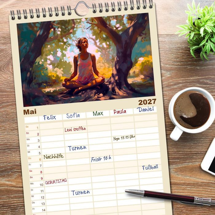 Stille, Stärke und Yoga (CALVENDO Familienplaner 2027)