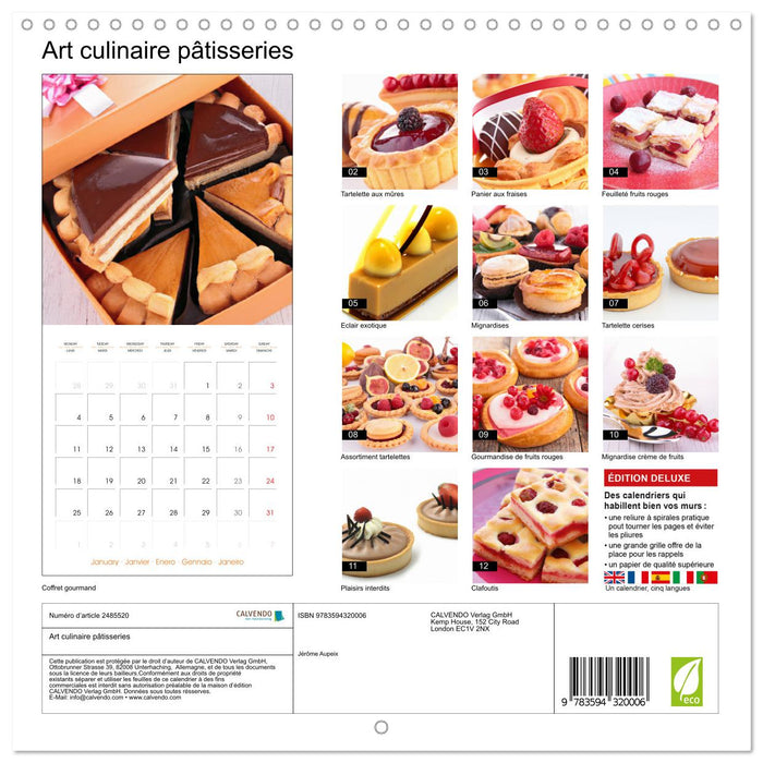 Art culinaire pâtisseries (CALVENDO Calendrier mensuel 2027)