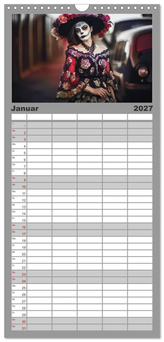 Festliche Dia de Muertos Porträts (CALVENDO Familienplaner 2027)
