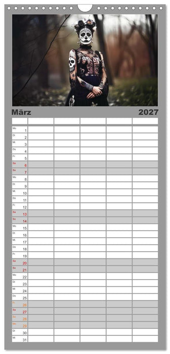 Festliche Dia de Muertos Porträts (CALVENDO Familienplaner 2027)
