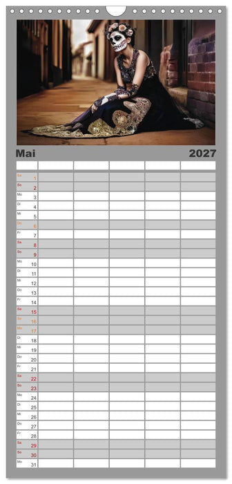 Festliche Dia de Muertos Porträts (CALVENDO Familienplaner 2027)