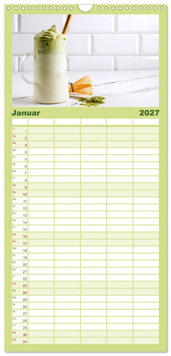 Matcha - Grüner Muntermacher (CALVENDO Familienplaner 2027)