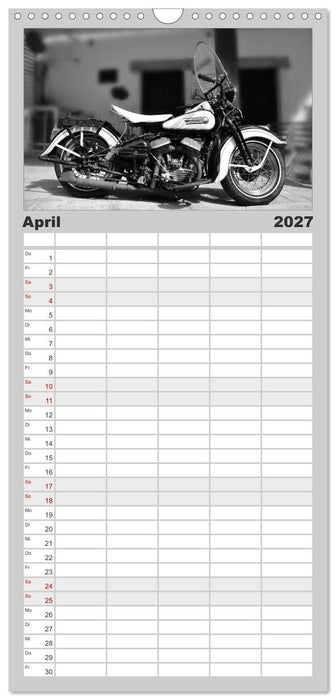 Harley Davidson WLA 750 in Schwarzweiss (CALVENDO Familienplaner 2027)