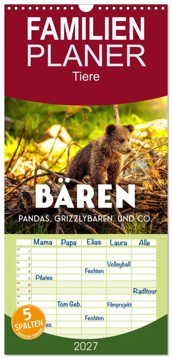 Bären - Pandas, Grizzlybären und Co. (CALVENDO Familienplaner 2027)