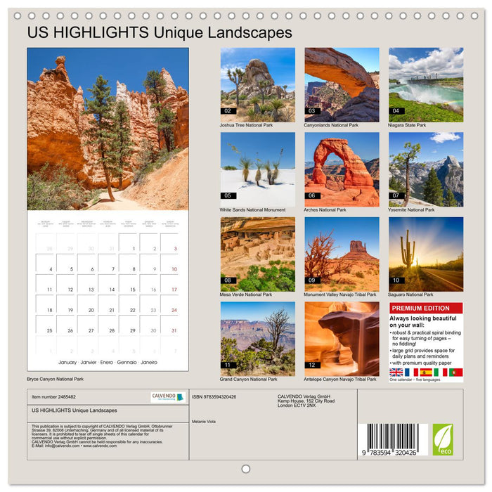 US HIGHLIGHTS Unique Landscapes (CALVENDO Monthly Calendar 2027)