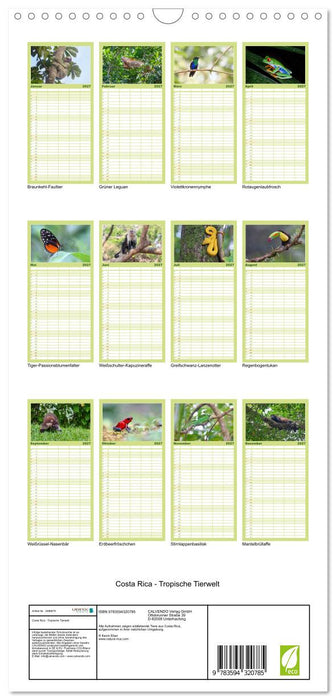 Costa Rica - Tropische Tierwelt (CALVENDO Familienplaner 2027)