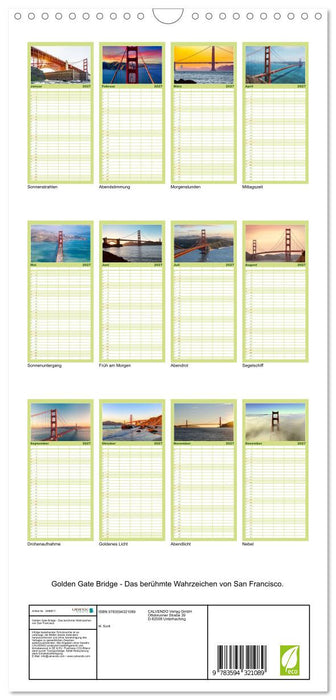 Golden Gate Bridge - Das berühmte Wahrzeichen von San Francisco. (CALVENDO Familienplaner 2027)