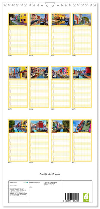Bunt Bunter Burano (CALVENDO Familienplaner 2027)