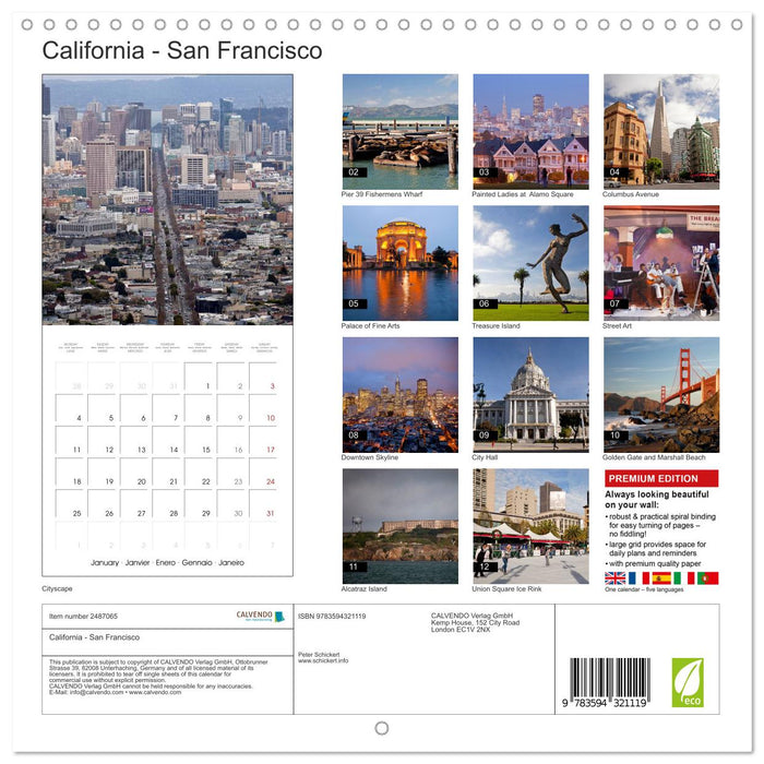 California - San Francisco (CALVENDO Monthly Calendar 2027)