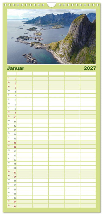 Spektakuläre Bergwelten Norwegen (CALVENDO Familienplaner 2027)