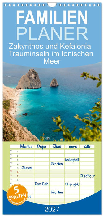 Zakynthos und Kefalonia Trauminseln im Ionischen Meer (CALVENDO Familienplaner 2027)