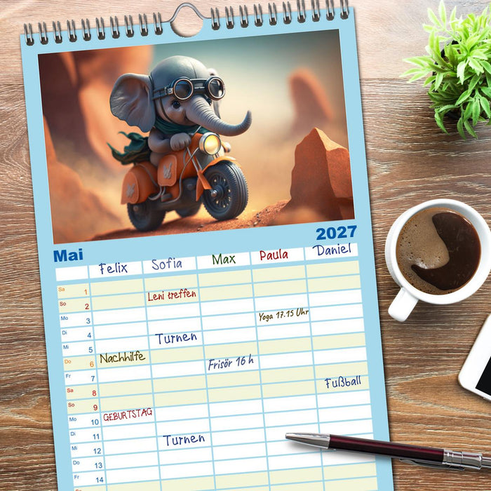 Die lustigen Dickhäuter. Ein Kalender für gute Laune (CALVENDO Familienplaner 2027)
