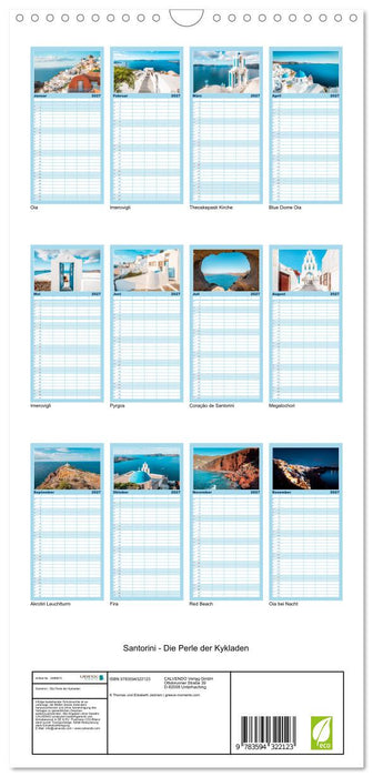 Santorini - Die Perle der Kykladen (CALVENDO Familienplaner 2027)
