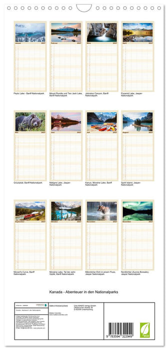 Kanada - Abenteuer in den Nationalparks (CALVENDO Familienplaner 2027)