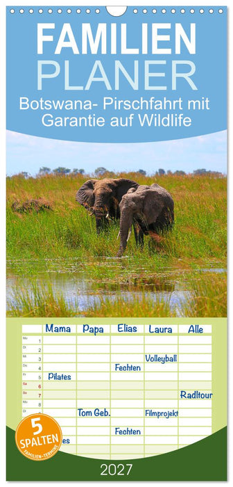 Botswana- Pirschfahrt mit Garantie auf Wildlife (CALVENDO Familienplaner 2027)