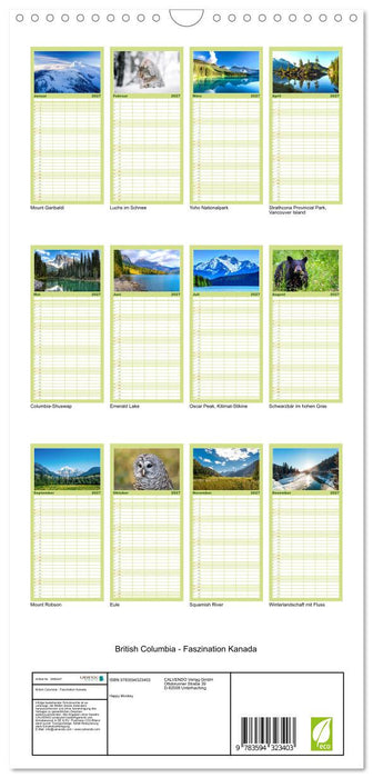 British Columbia - Faszination Kanada (CALVENDO Familienplaner 2027)