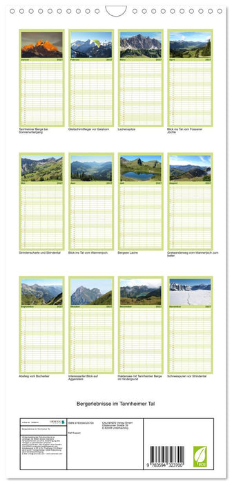 Bergerlebnisse im Tannheimer Tal (CALVENDO Familienplaner 2027)