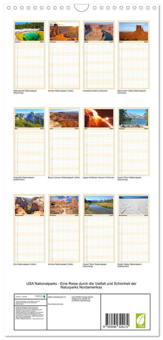 USA Nationalparks - Eine Reise durch die Vielfalt und Schönheit der Naturparks Nordamerikas (CALVENDO Familienplaner 2027)