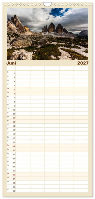 Drei Zinnen. Sextner Dolomiten (CALVENDO Familienplaner 2027)