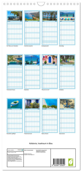 Kefalonia, Inseltraum in Blau (CALVENDO Familienplaner 2027)