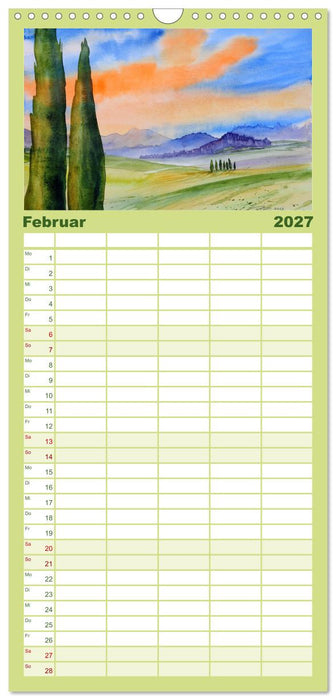Toskana-Aquarelle 2027 (CALVENDO Familienplaner 2027)