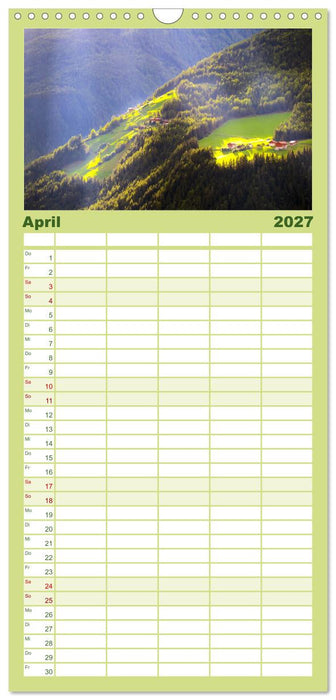 Südtirol - Entlang der italienischen Alpen. (CALVENDO Familienplaner 2027)
