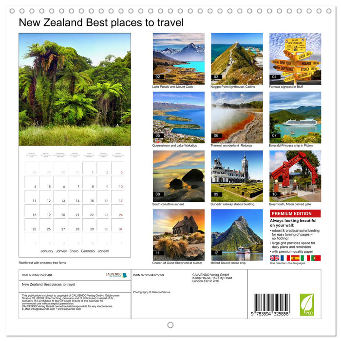 New Zealand Best places to travel (CALVENDO Monthly Calendar 2027)