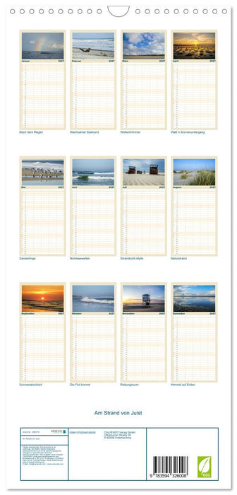 Am Strand von Juist (CALVENDO Familienplaner 2027)