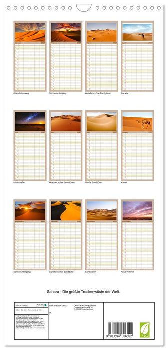 Sahara - Die größte Trockenwüste der Welt. (CALVENDO Familienplaner 2027)