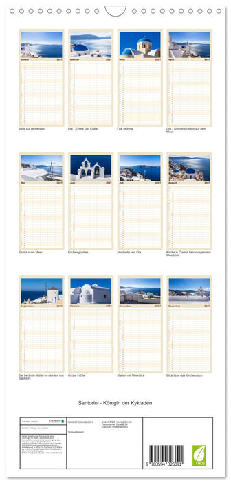Santorini - Königin der Kykladen (CALVENDO Familienplaner 2027)